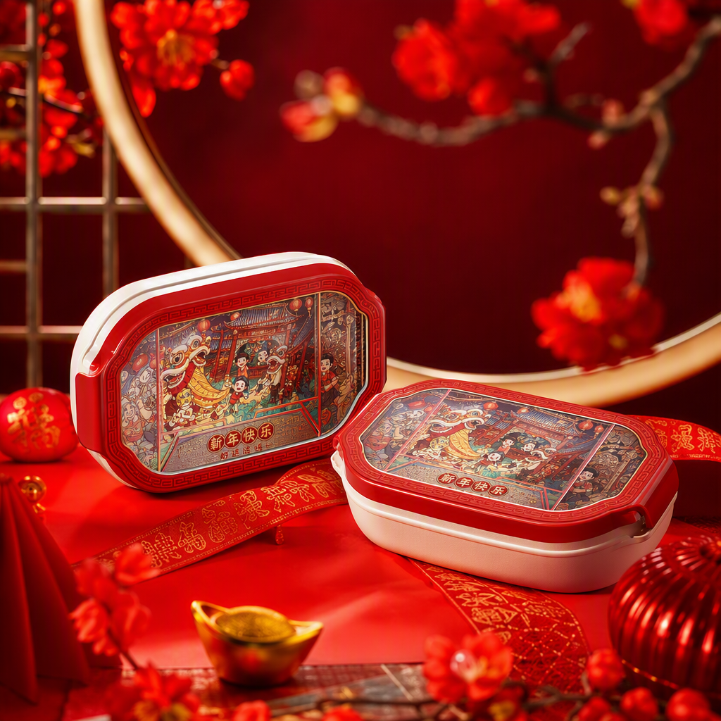 Cute cartoon pattern portable lunch box, student and children's lunch box, plastic lunch box with lid, tableware storage box Specification image