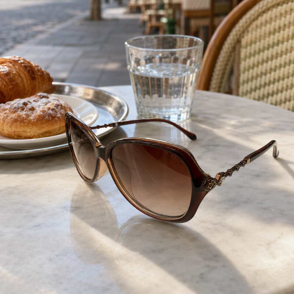 Fashionable and retro brown tortoiseshell pattern polarized sunglasses, unisex UV protection sunglasses, a trendy style details Picture