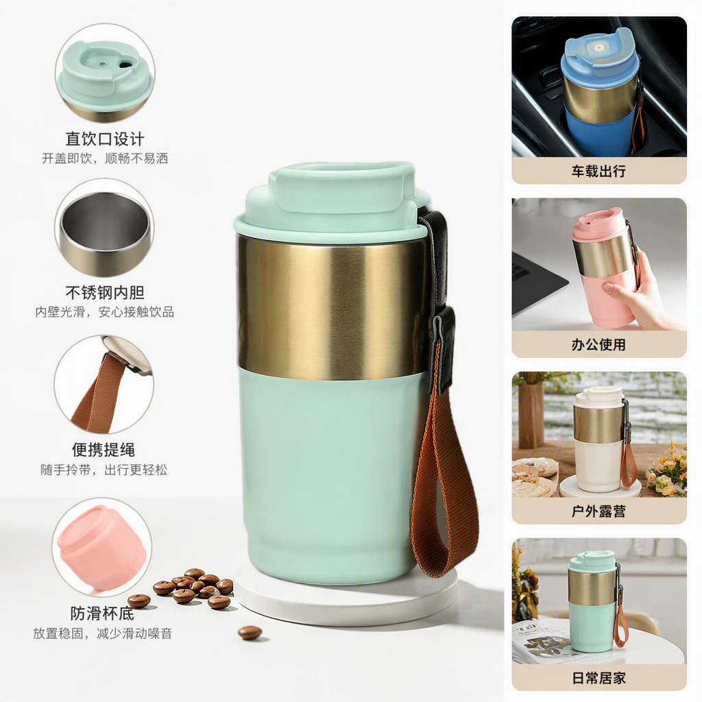 Tazas aislantes de acero inoxidable coloridas tazas de té portátiles para estudiantes al aire libre mantener caliente y mantener frío capacidad 350ml paquete de caja de regalo