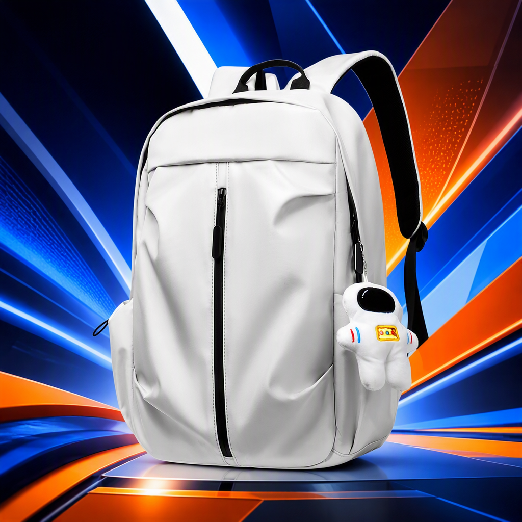Fashionable and versatile large-capacity casual backpack, simple and lightweight student travel bag, white trendy style Specification image