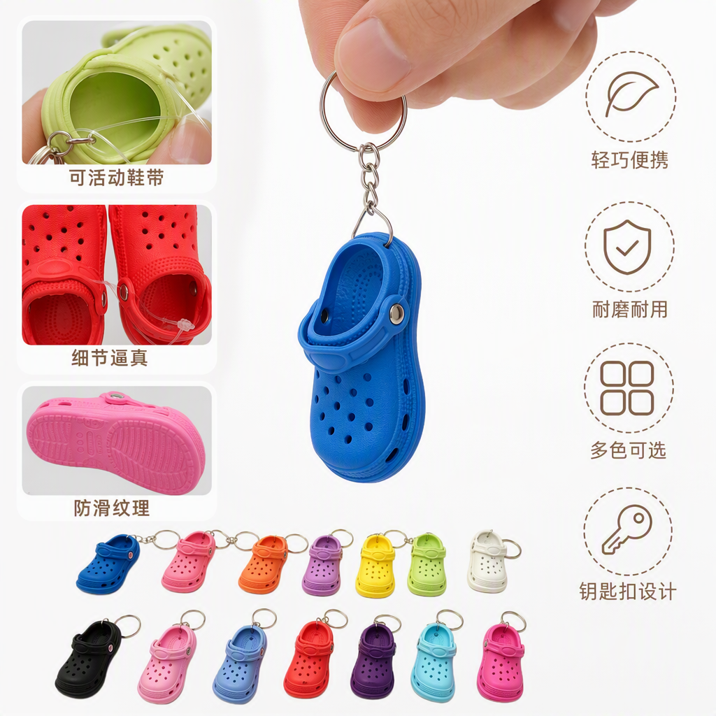 Colorful crocs shaped keychains, cute and creative pendants, fashionable and individual key chains, gift accessories, keychains, keychains, doll pendants, light bear pendants, mirror keychains, sand mirror keychains