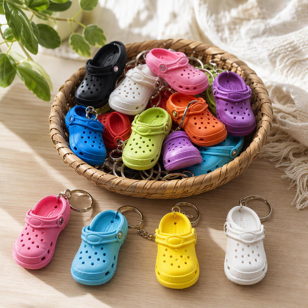 Colorful crocs shaped keychains, cute and creative pendants, fashionable and individual key chains, gift accessories, keychains, keychains, doll pendants, light bear pendants, mirror keychains, sand mirror keychains details Picture