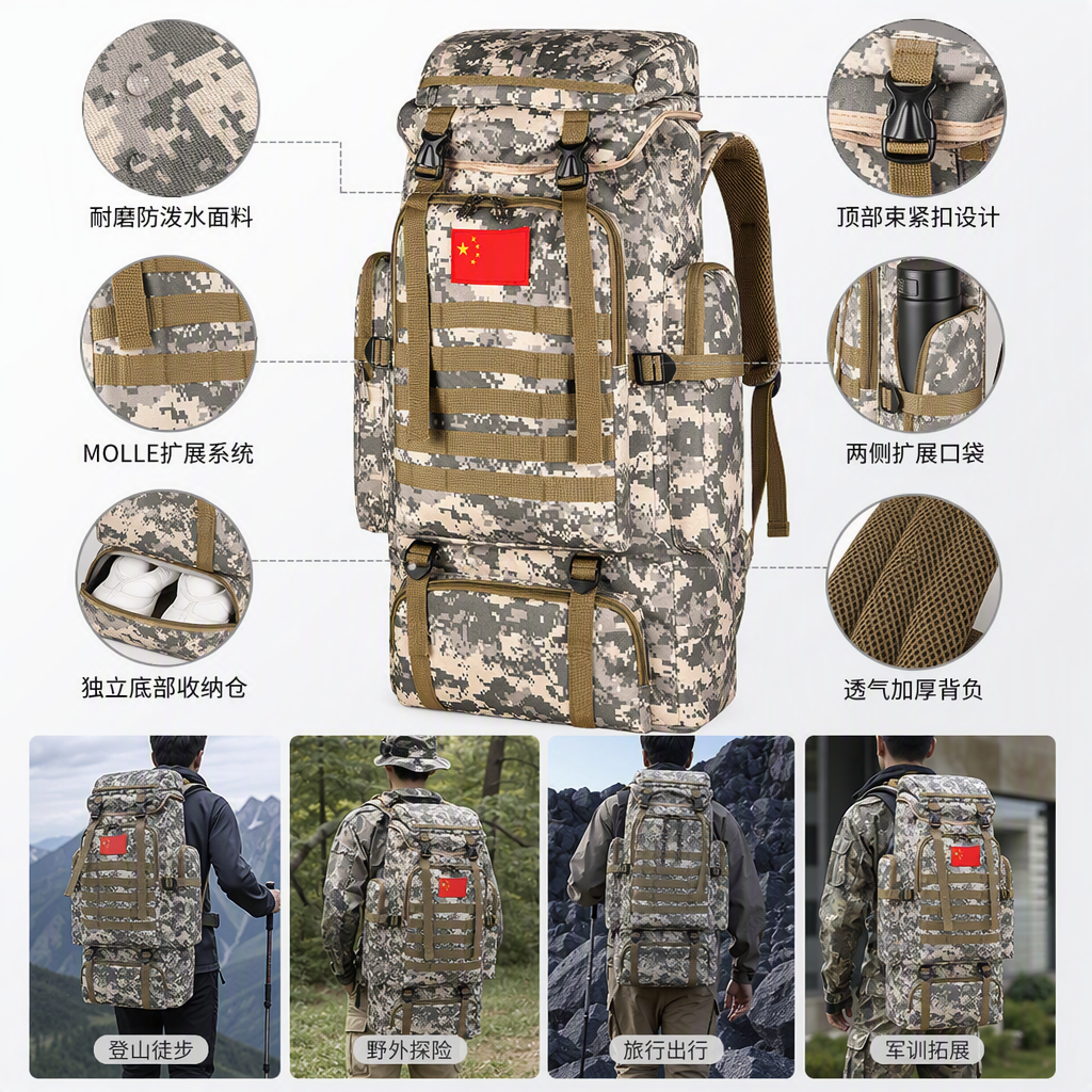 Multifunción camuflaje mochila táctica al aire libre deportes mochila de montaña militar bolsa de fans bolsa de viaje multipropósito de gran capacidad