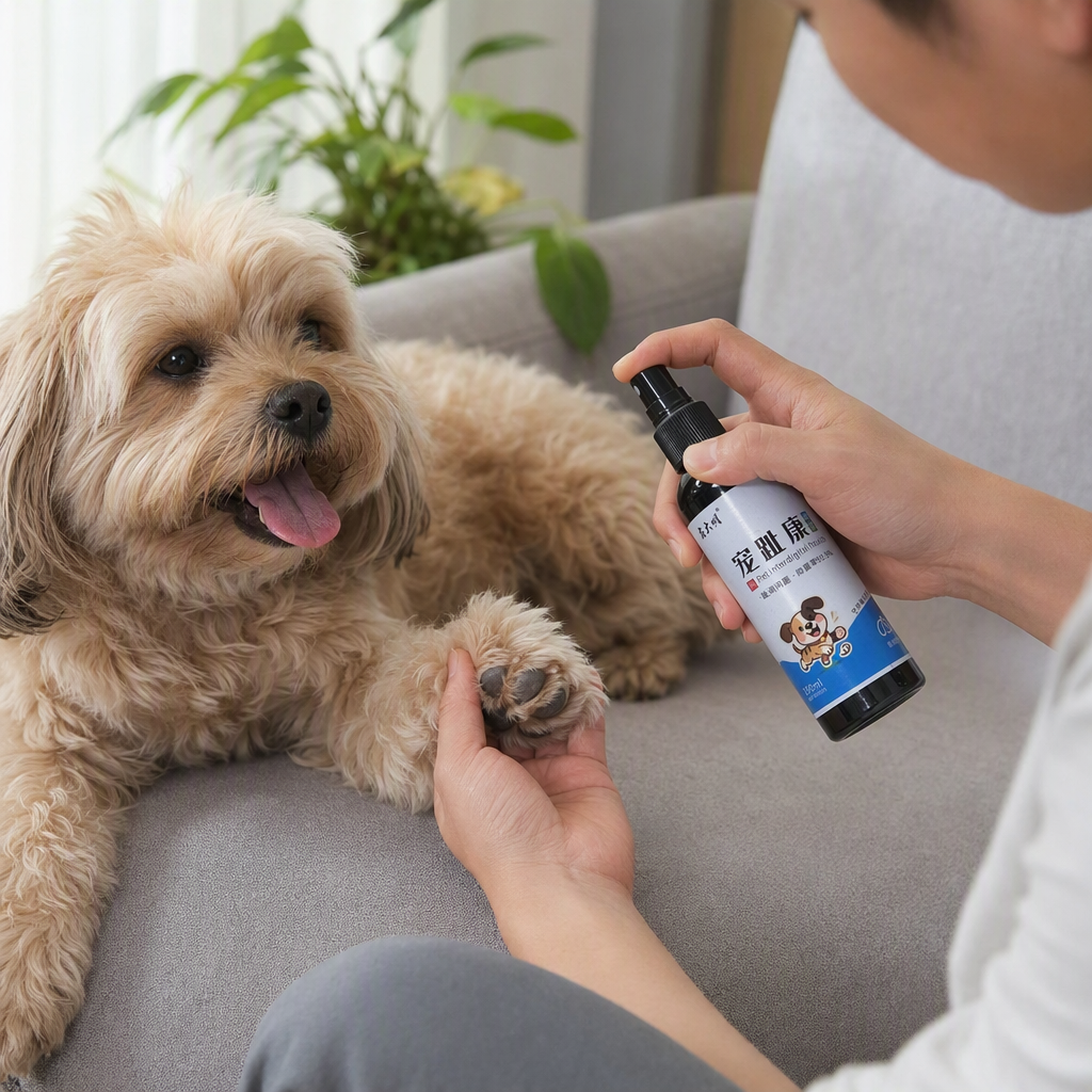 Daily adaptive spray for antibacterial cleaning between the toes of pet puppies details Picture