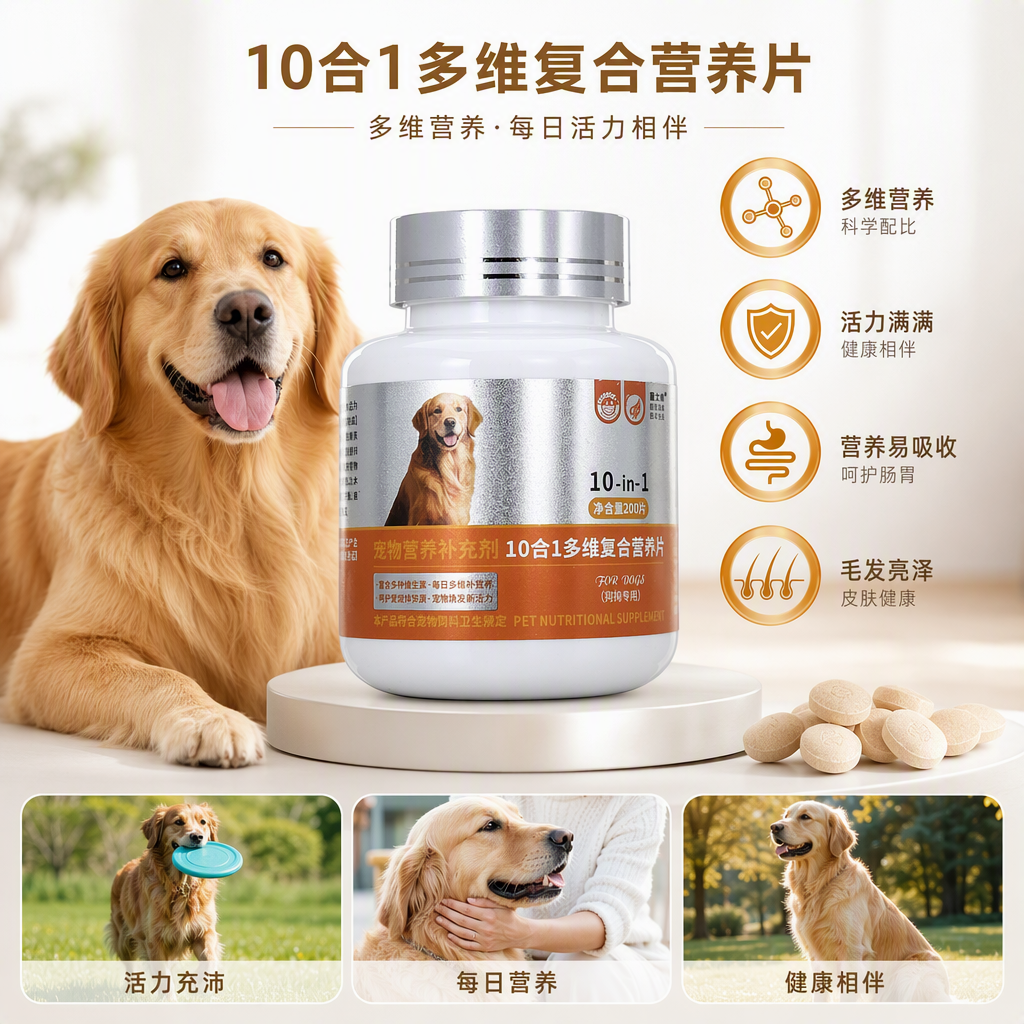 Pet multi-dimensional compound nutrition Tablets: Shiny fur, multi-dimensional nutrition, full of vitality. Pet nutrition supplement