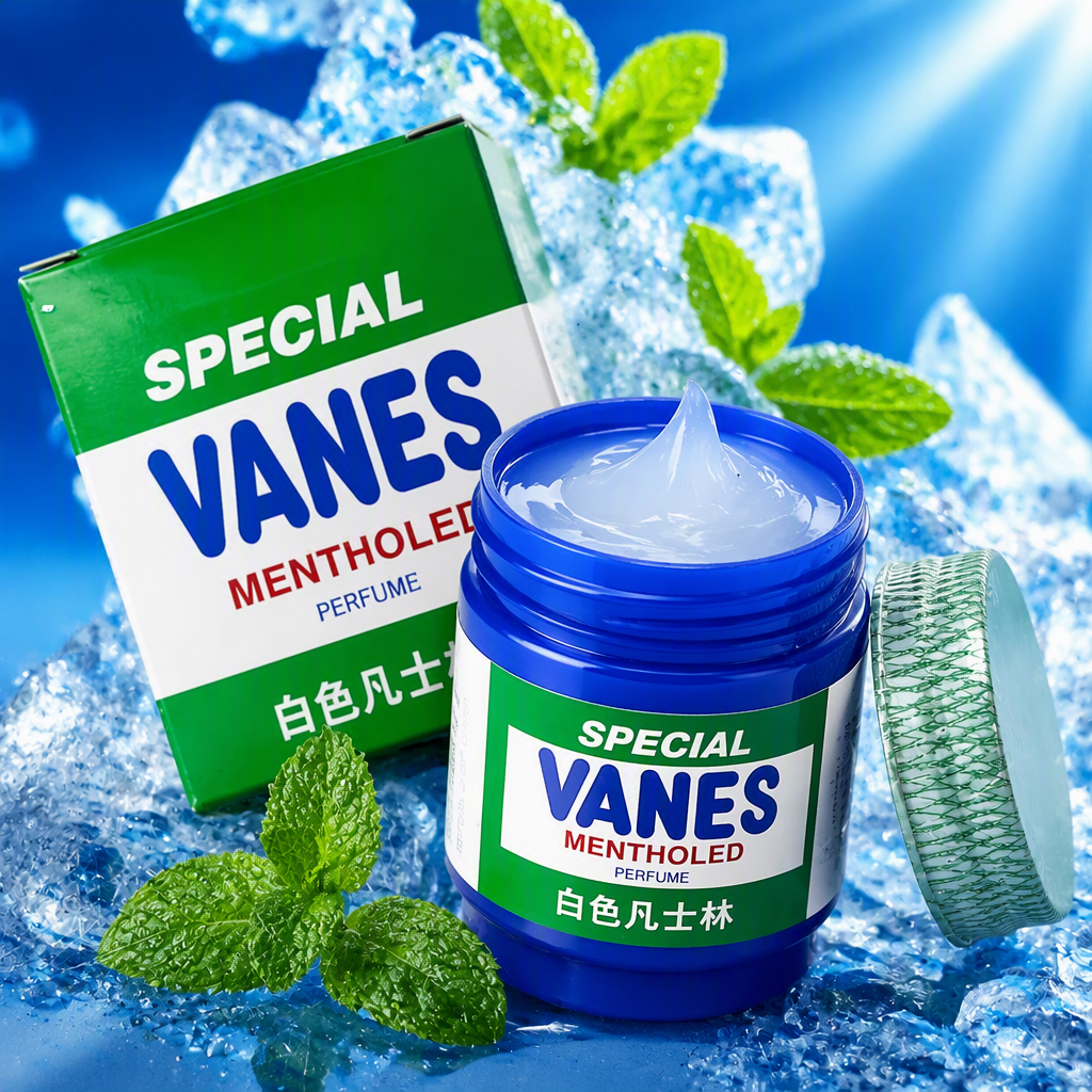 VEET SPECIAL VANES Mint Scented Vaseline Cream, green packaging box, blue can, Moisturizing, Repairing and skin care, 50g Specification image
