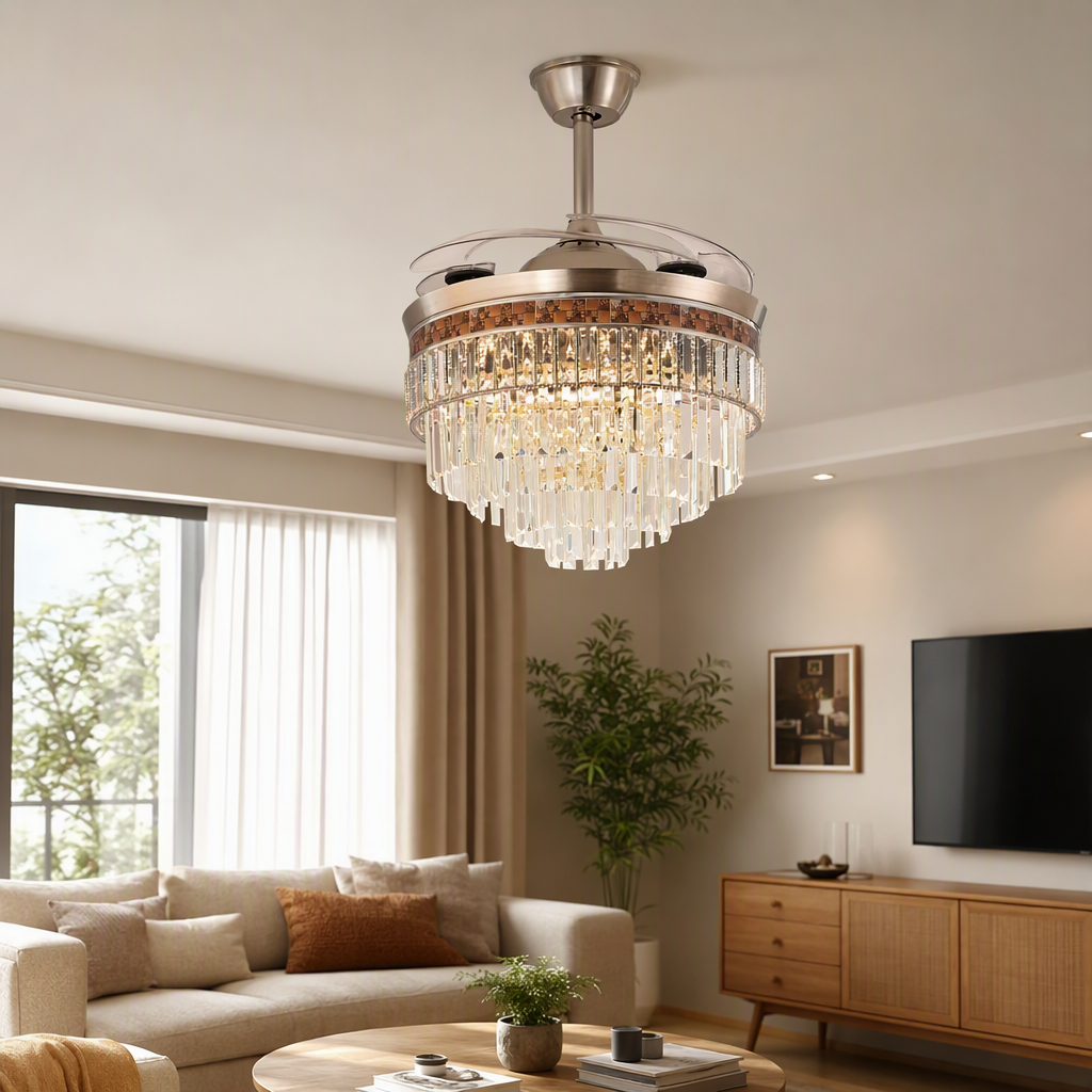 Modern and simple fan lamps, chandeliers, living room, bedroom and dining room lighting fixtures, energy-saving and quiet design