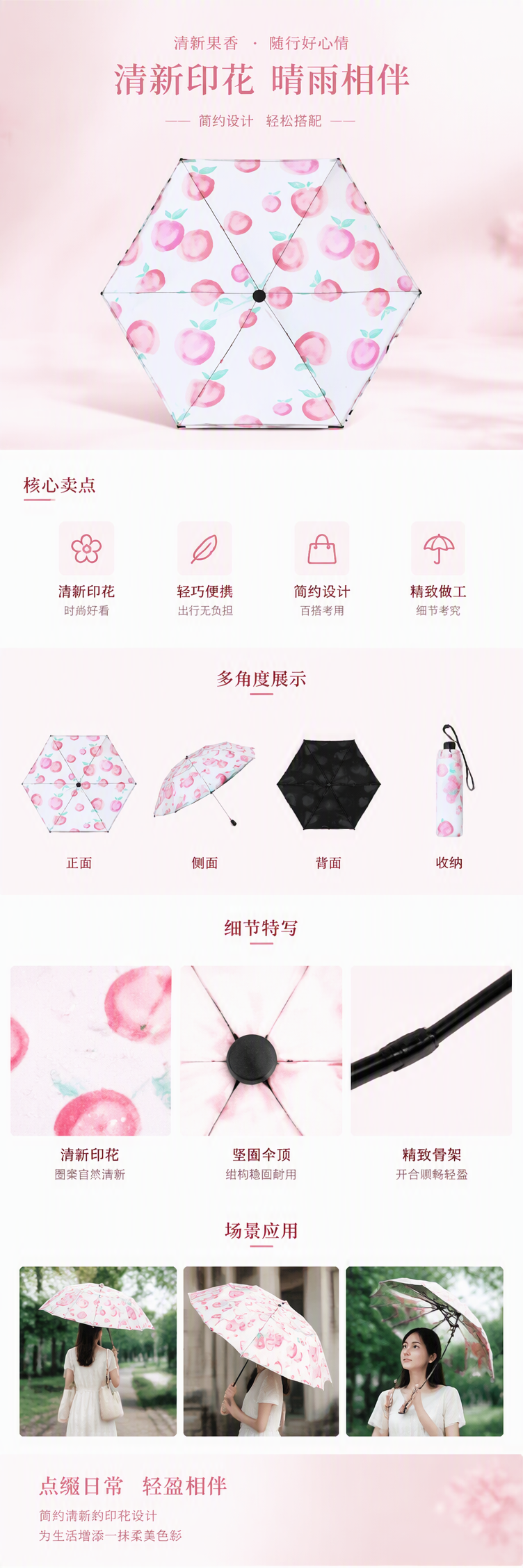 多功能防风遮阳防雨伞轻便耐用晴雨两用时尚折叠伞男女通用详情1
