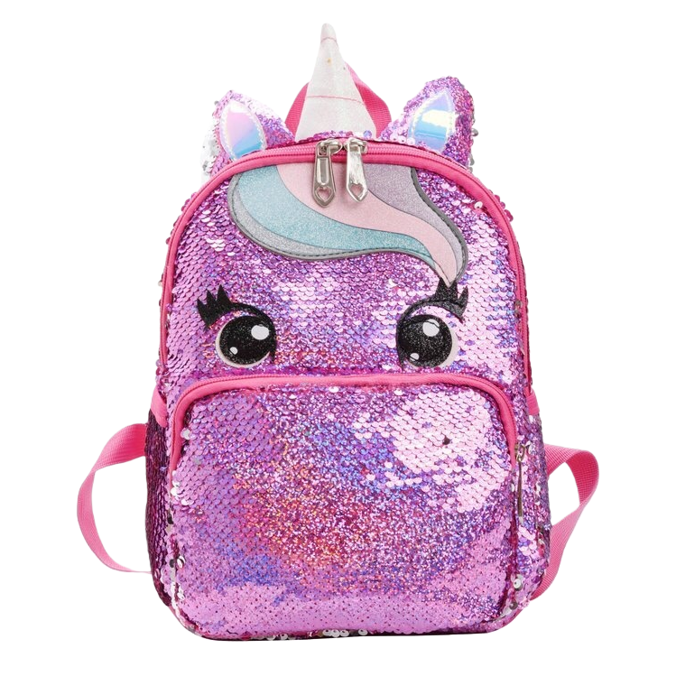 Rosa lentejuelas unicornio mochila niños lindo dibujos animados chica estudiante bolsa de mano tendencia versátil bolsa de moda Item Picture