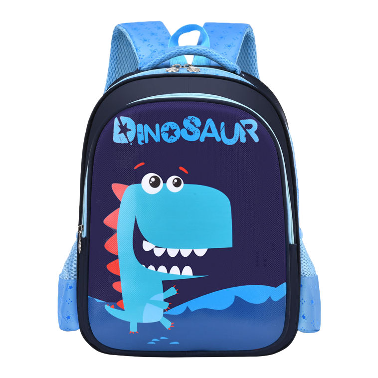 Blue dinosaur-themed children's schoolbag, cute cartoon backpack, student schoolbag, kindergarten schoolbag, large capacity, lightweight and trendy style Item Picture
