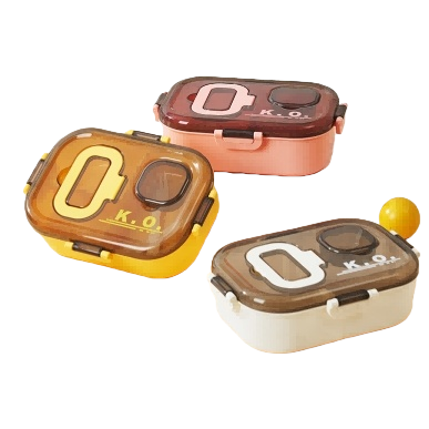 Caja de almuerzo portátil de plástico colorida para niños estudiantes caja de comida creativa con tapa bento contenedor caja de almacenamiento durable y práctico Item Picture