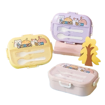 Colorful cartoon bento box, children's tableware, student lunch box, creative portable storage box with compartments, durable and cute style Item Picture