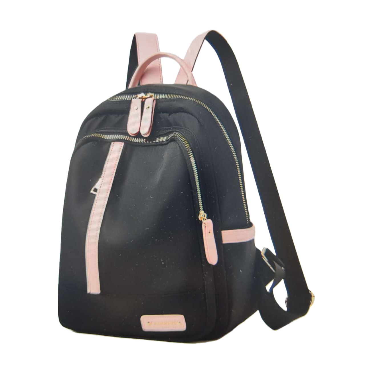Mochila de hombro negro multifuncional rosa adornado con cremallera cabeza conveniente para viajes de viaje durable diseño a prueba de agua Item Picture