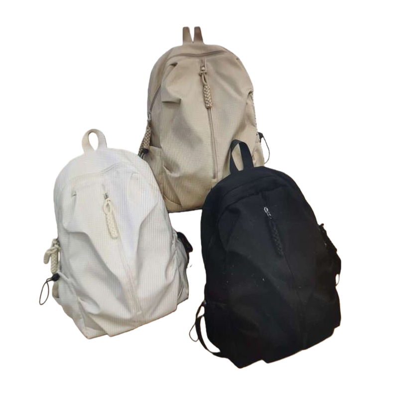 Multi-color fashionable casual backpack, suitable for both men and women, versatile student travel bag, available in beige, white and black styles Item Picture