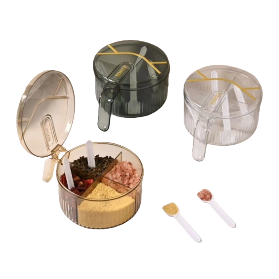 Multi-compartment transparent seasoning box, kitchen storage container for seasonings, organizing and storage box, portable kitchenware supplies Item Picture