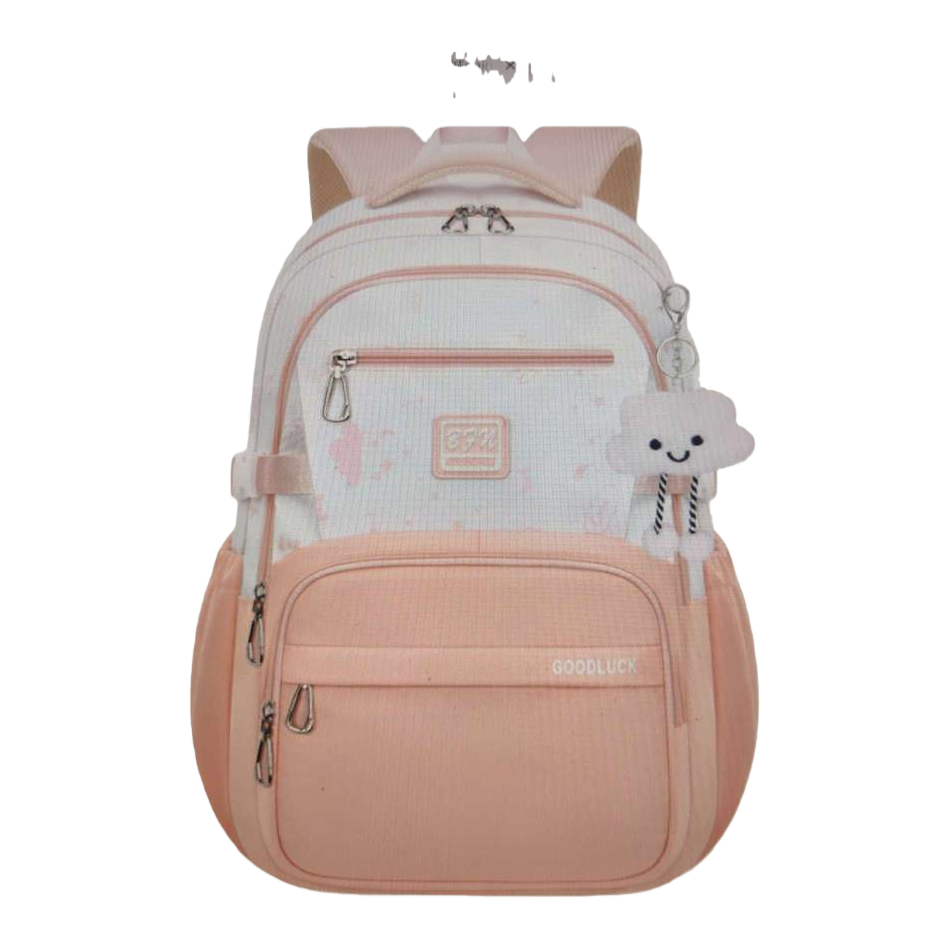 Fashionable pink gradient student schoolbag, large-capacity teenage girl campus backpack, lightweight, durable and trendy style Item Picture
