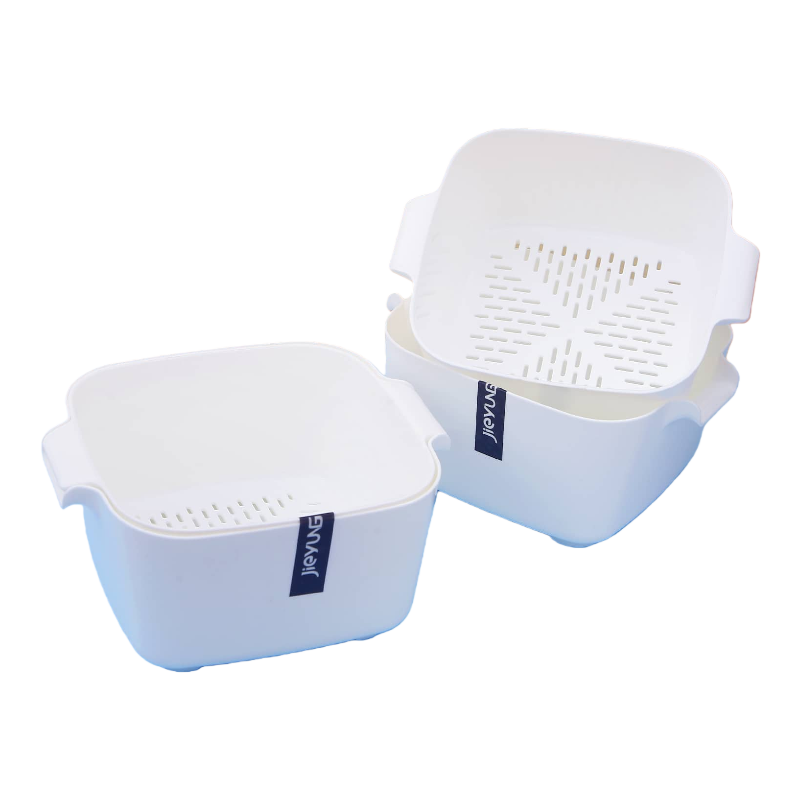 【CL】26Q3#2126 multi-functional white plastic draining basket, kitchen vegetable washing sieve, fruit and vegetable filtering basket, household plastic sheet storage basket Application Scenario