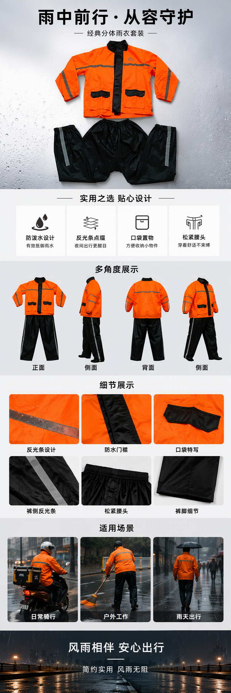 多功能分体雨衣防风遮阳防雨便携户外雨披防水防晒用品详情1