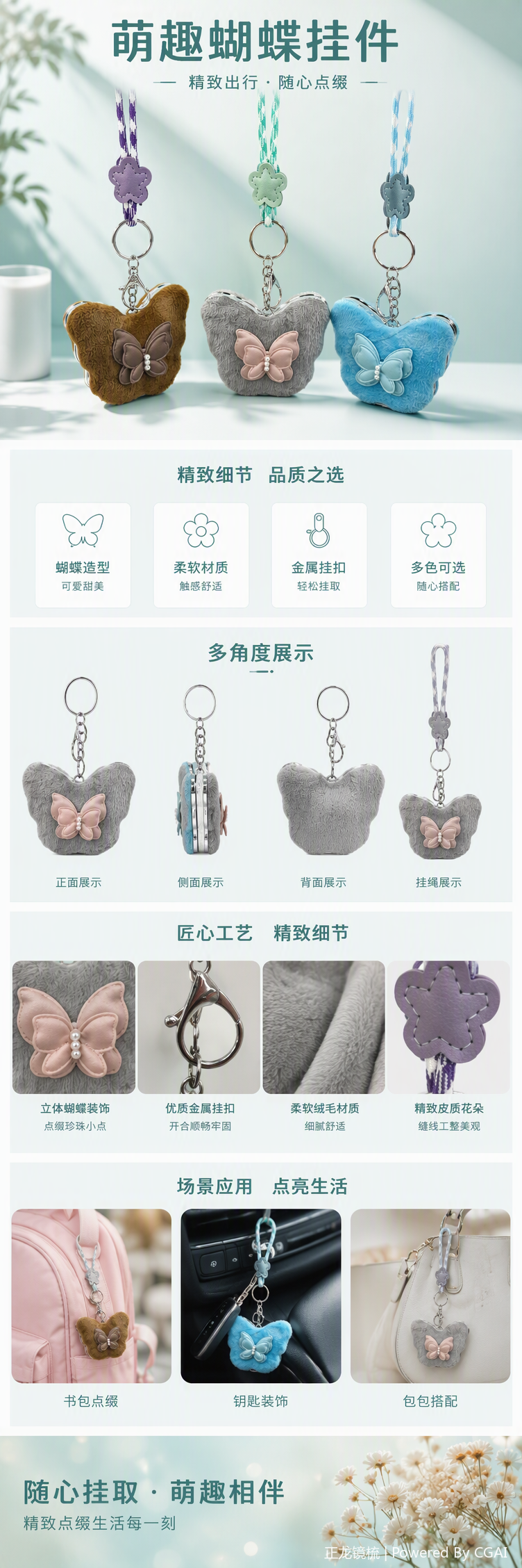 多彩蝴蝶造型钥匙扣创意个性挂件时尚潮流礼品配饰饰品详情1