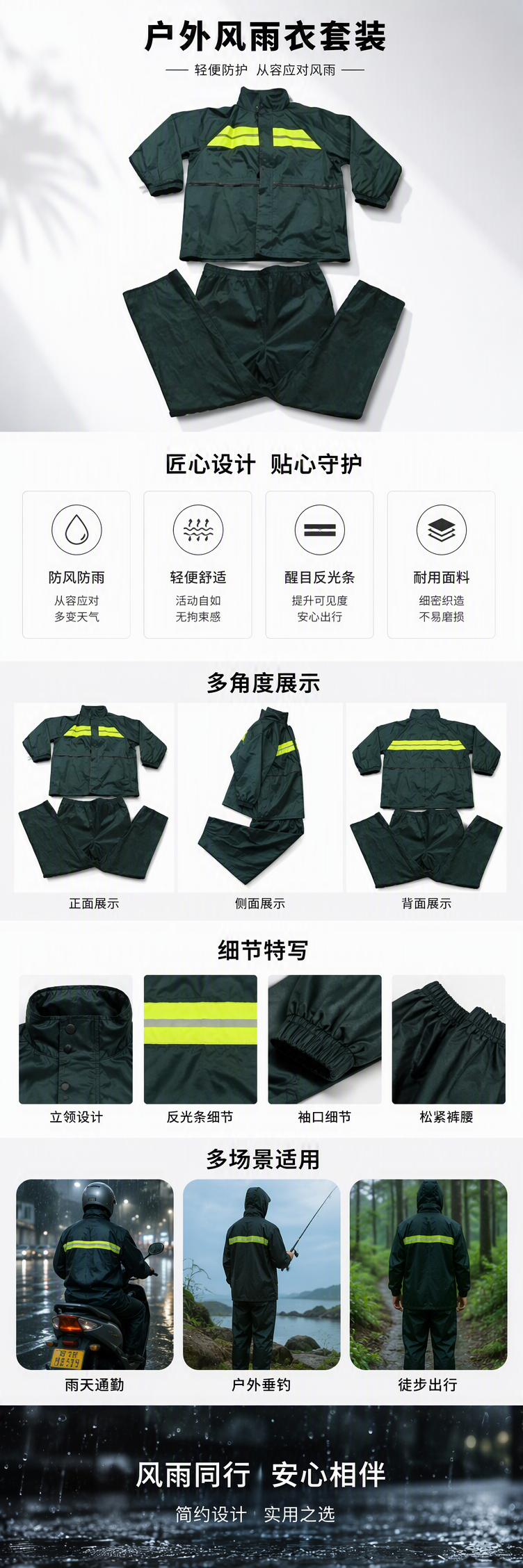 便携分体雨衣防风遮阳雨披户外旅游防雨防尘多场景适用详情1