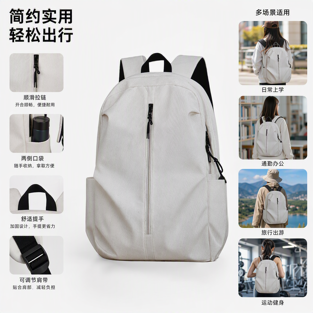 Moda versátil mochila blanca mujer versión coreana tendencia casual estudiante simple gran capacidad bolsa de viaje bolsa de las mujeres