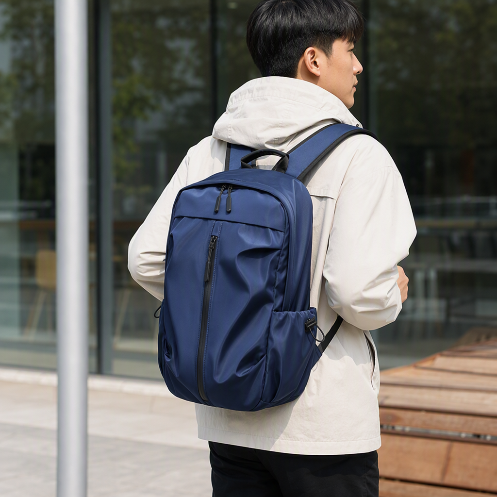 Multi-functional casual backpack, large-capacity waterproof student travel bag, dark blue trendy style, suitable for both men and women details Picture