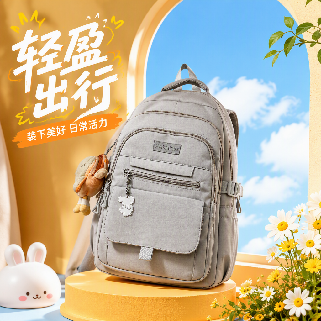 Mochila casual multifuncional hombre estudiante viaje deporte tendencia mochila gris gran capacidad bolsa resistente al desgaste Specification image