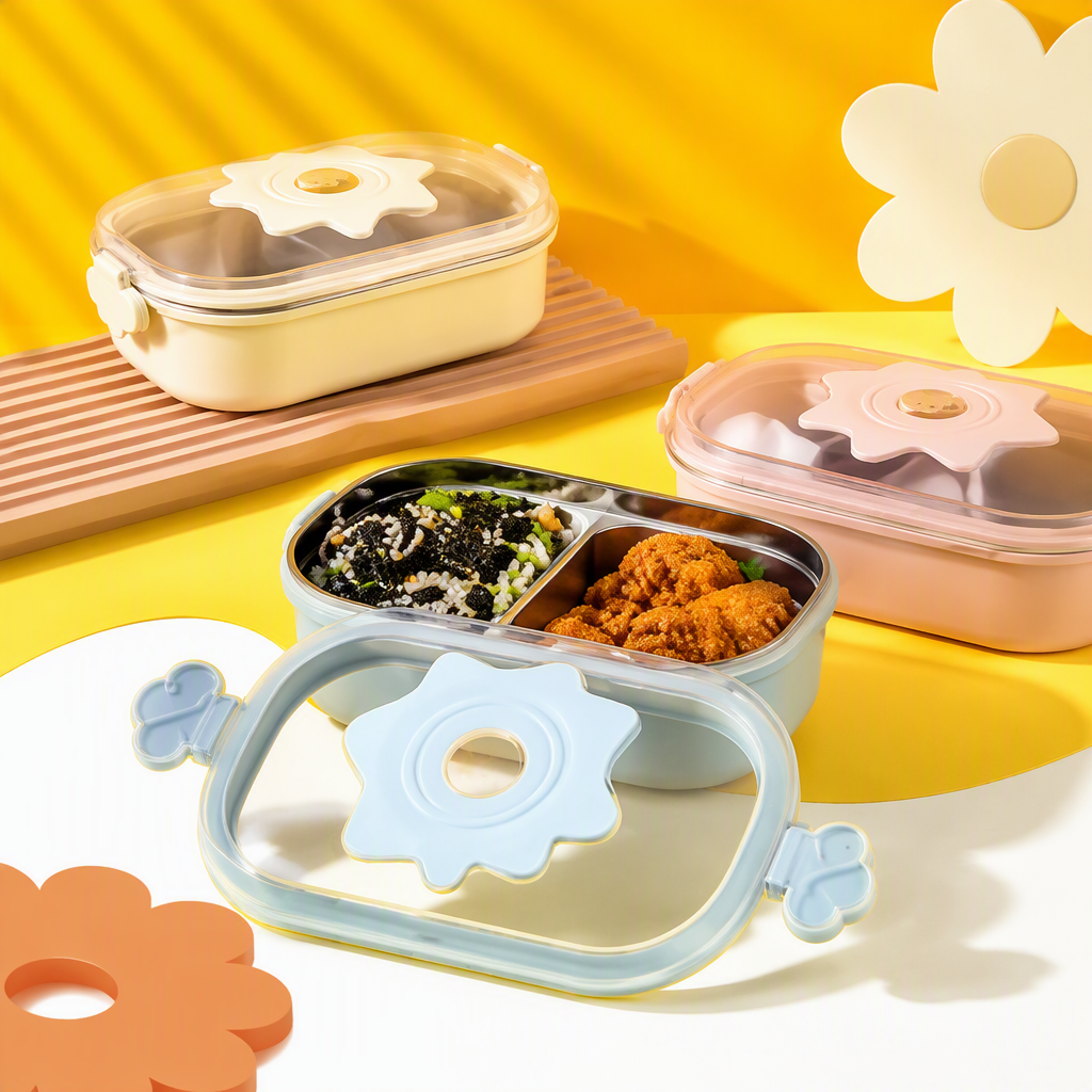 Caja de comida portátil multicolor caja de comida de plástico con tapa caja de bento estudiantil caja de almacenamiento de cubiertos multipropósito Specification image