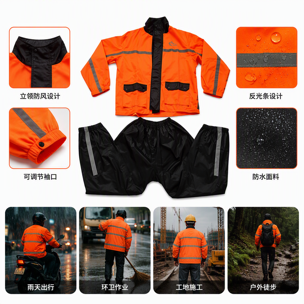多功能分体雨衣防风遮阳防雨便携户外雨披防水防晒用品白底实物图