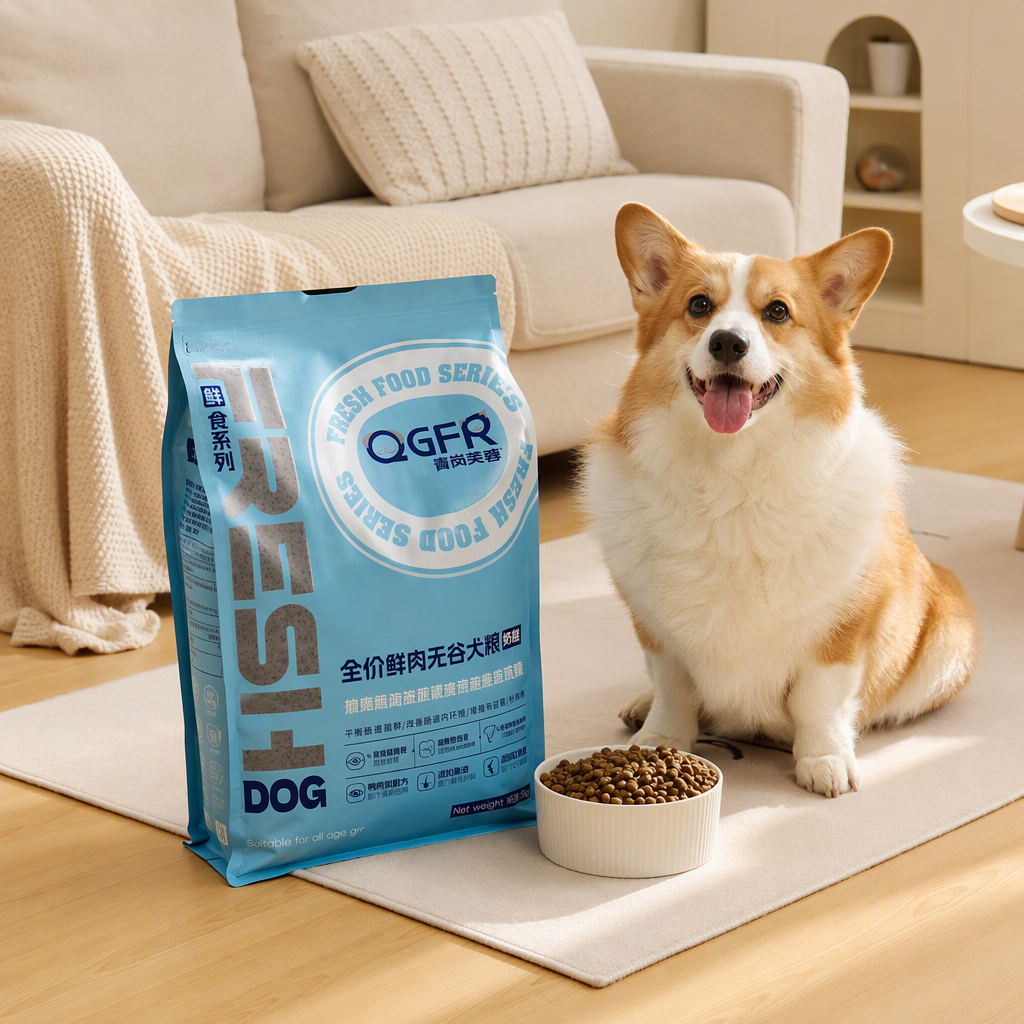High-quality pet dog food in light blue packaging bags, healthy, nutritious, palatable and easily absorbable pet products details Picture