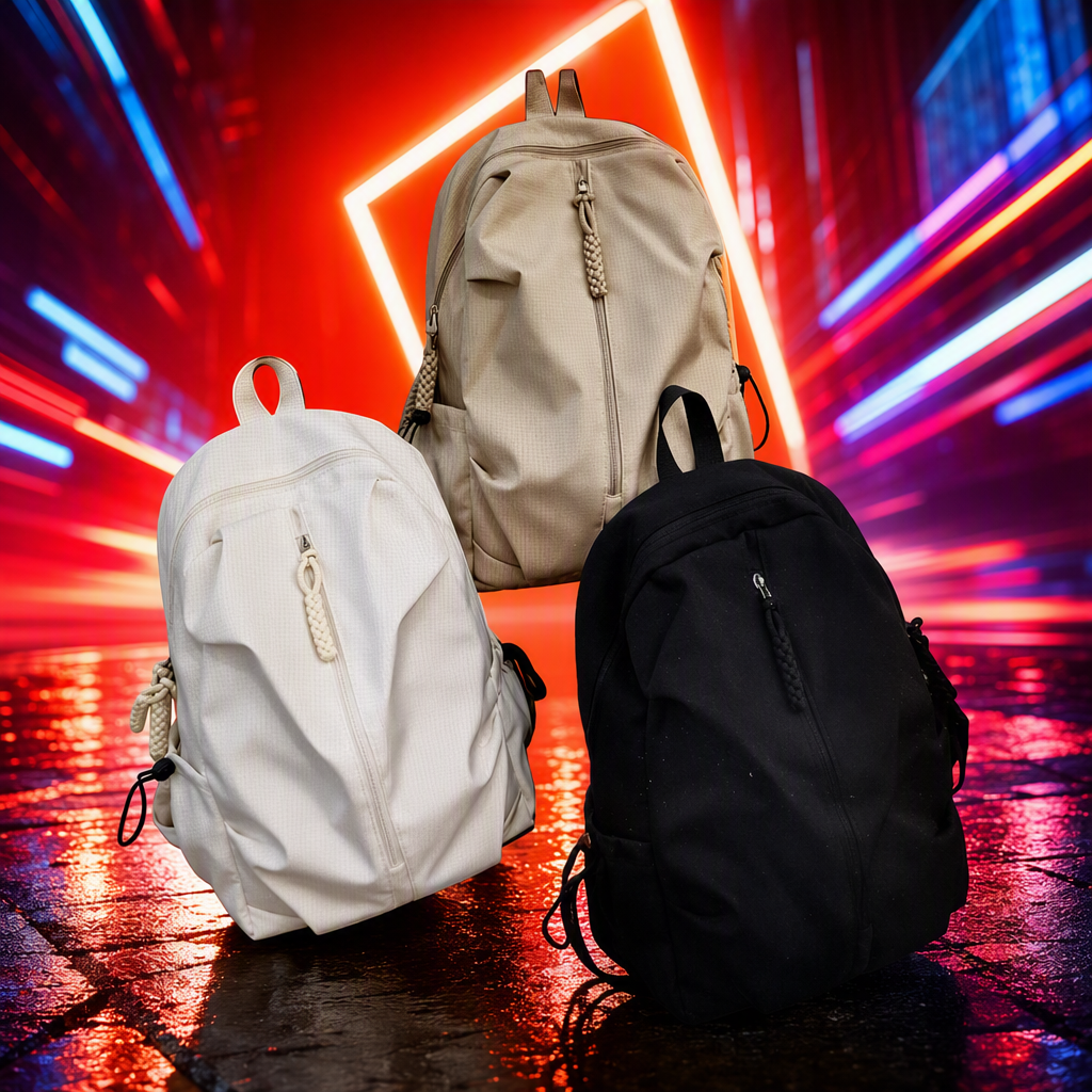 Multi-color fashionable casual backpack, suitable for both men and women, versatile student travel bag, available in beige, white and black styles Specification image