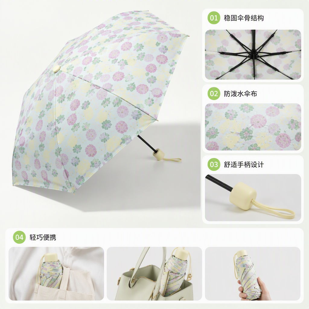 多彩防风遮阳雨伞防雨防晒便携轻巧晴雨两用伞男女通用细节图