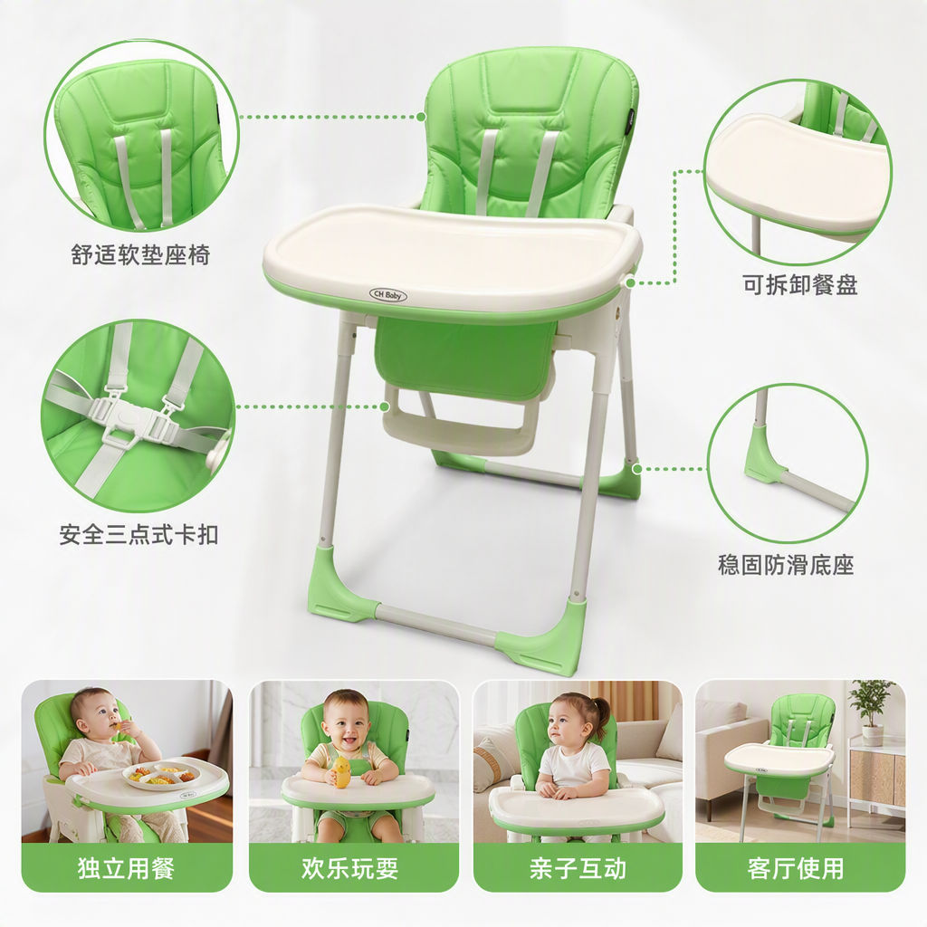 Sillas de comedor multifunción para niños asientos ajustables para bebés y niños asientos de comedor accesorios seguros y cómodos Specification image
