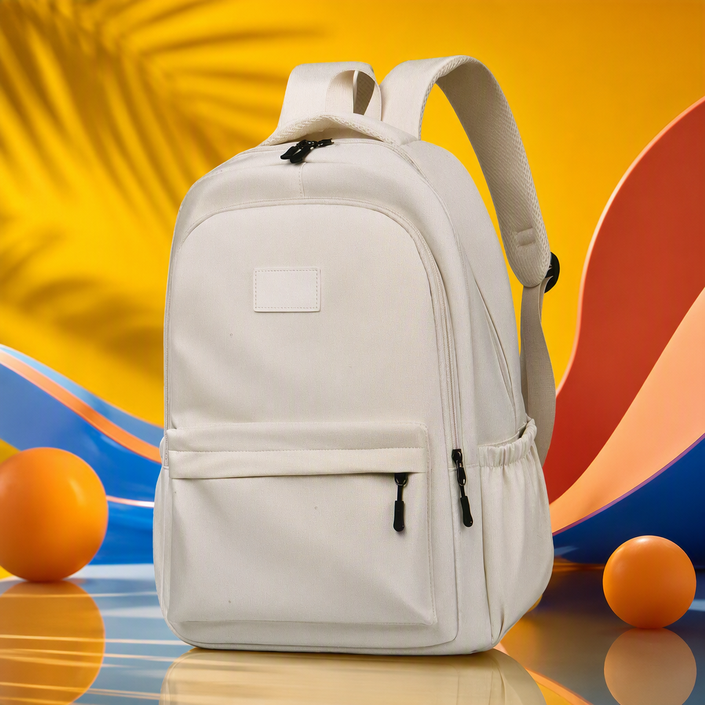 Moda simple arroz blanco mochila de hombro estudiante casual versátil bolsa de viaje mujer tendencia mochila bolsa Specification image