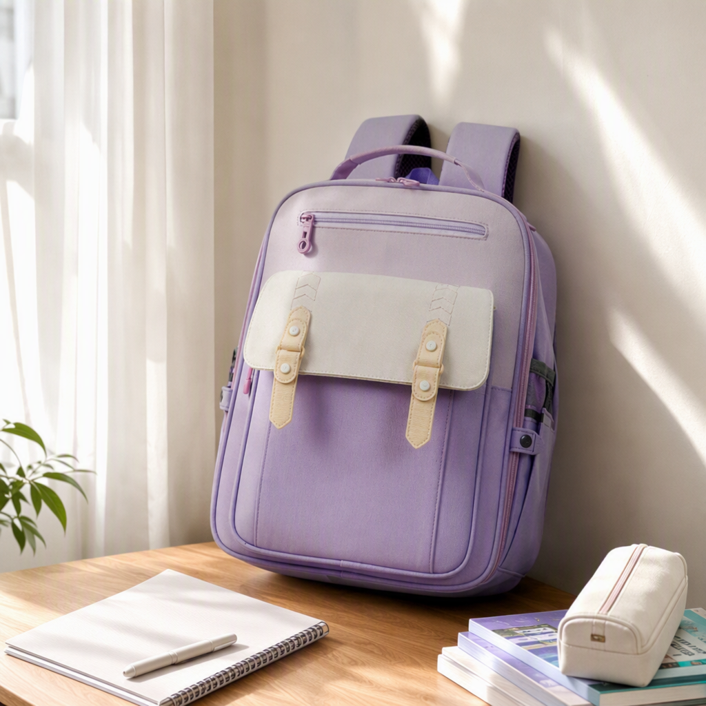 Moda versátil lila mochila de hombro de gran capacidad casual estudiante bolsa de escuela tendencia portátil para las mujeres details Picture