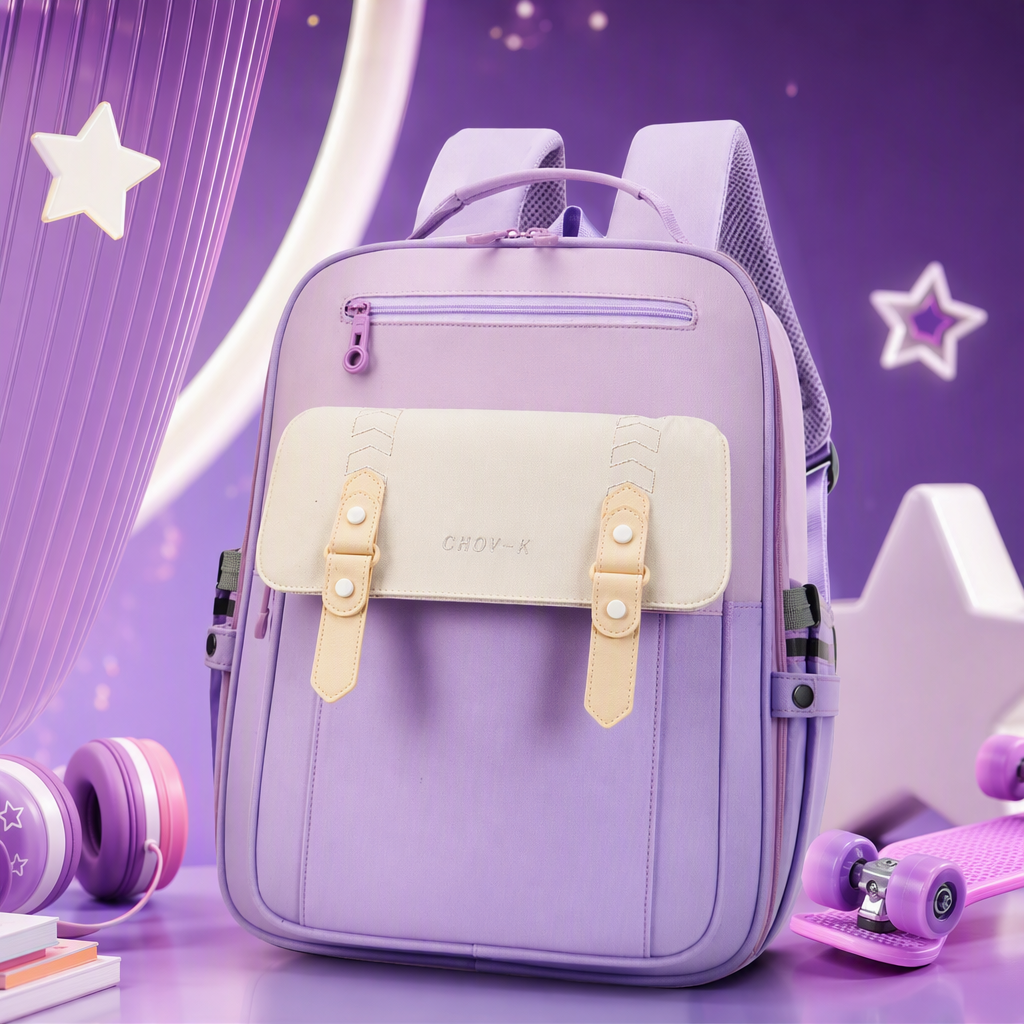 Moda versátil lila mochila de hombro de gran capacidad casual estudiante bolsa de escuela tendencia portátil para las mujeres Specification image