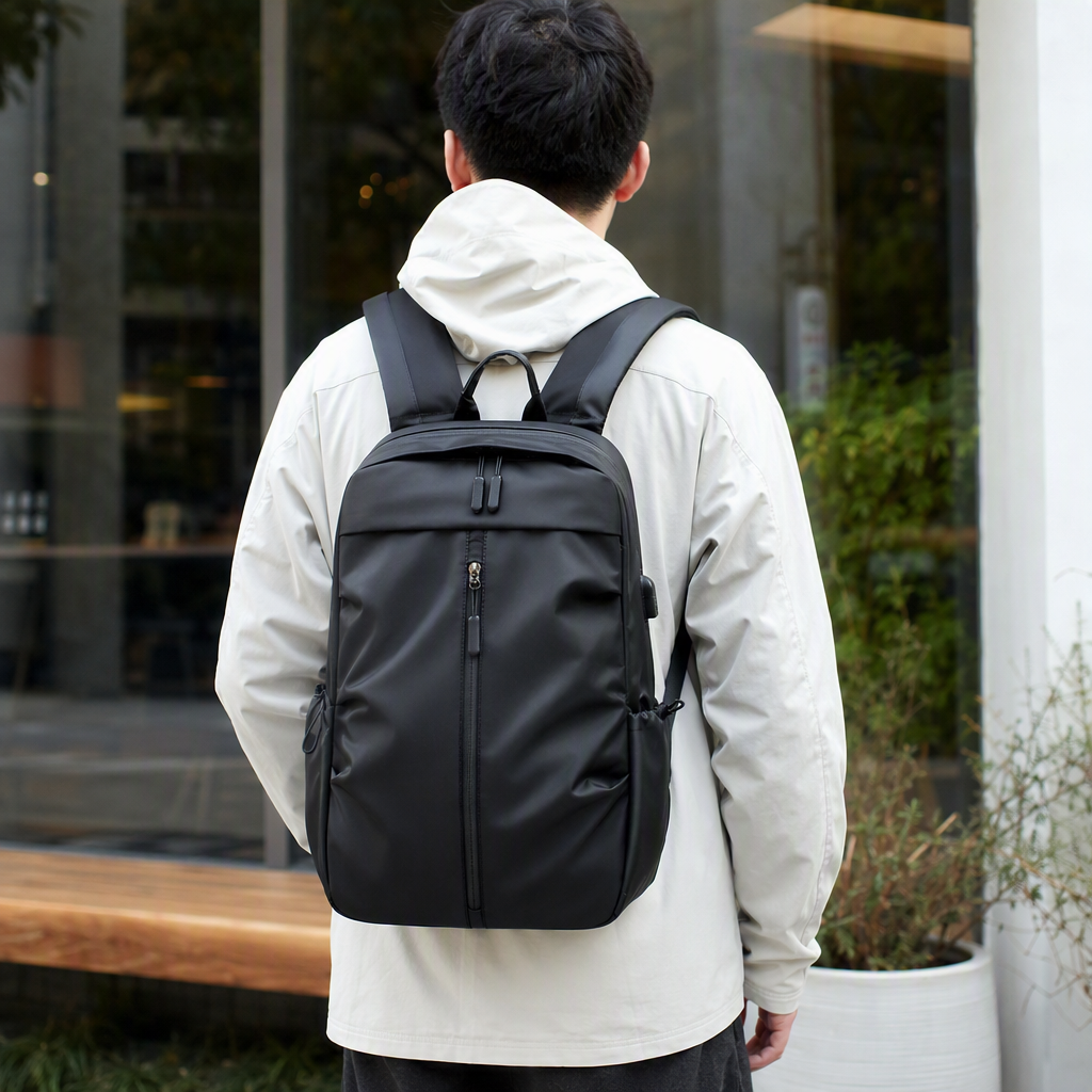 Multifunción moda casual mochila de gran capacidad unisex viaje bolsa de deporte estilo de tendencia negro details Picture