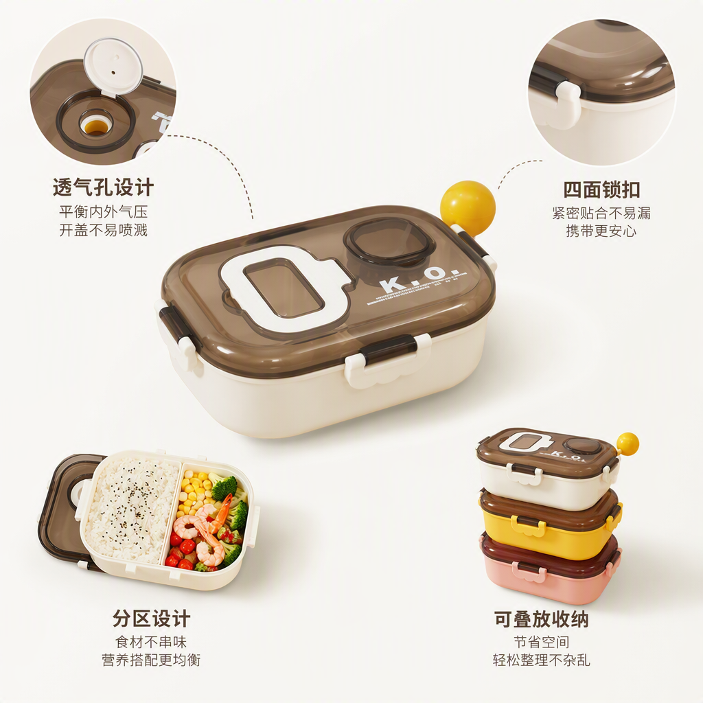 Caja de almuerzo portátil de plástico colorida para niños estudiantes caja de comida creativa con tapa bento contenedor caja de almacenamiento durable y práctico