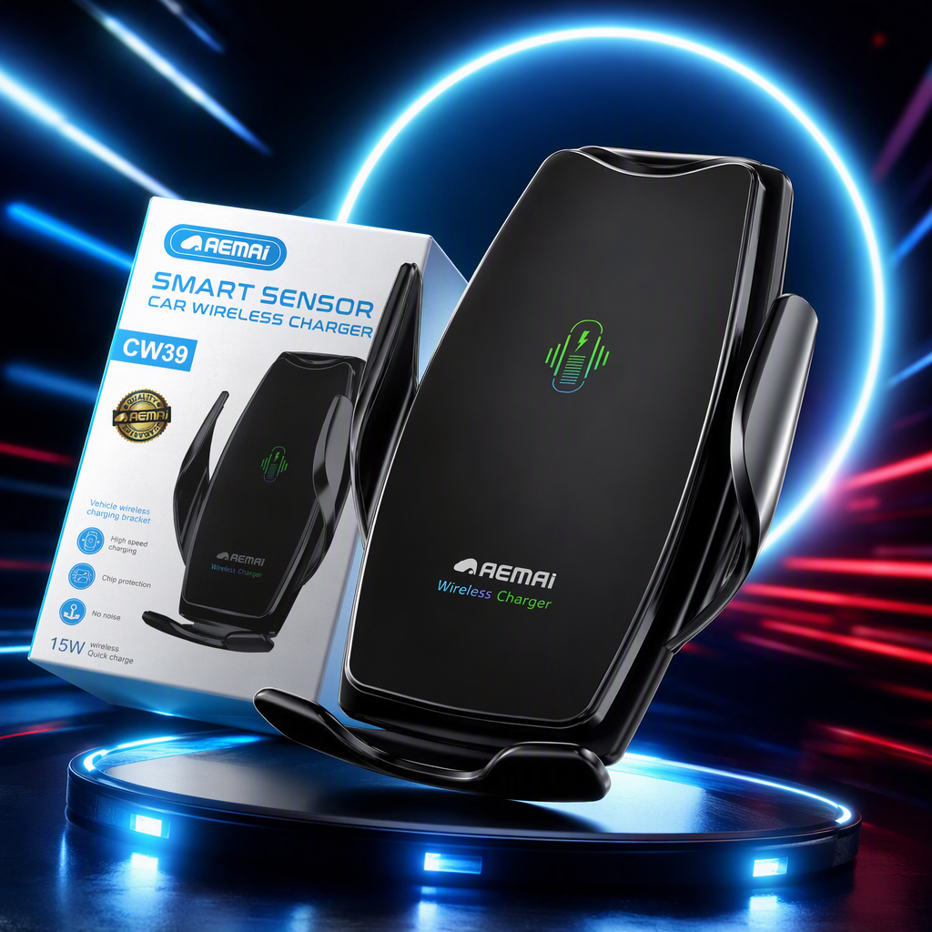 Black car wireless charger, fast charging, multi-functional car mobile phone charger, portable car supplies compatible with Android and Apple details Picture