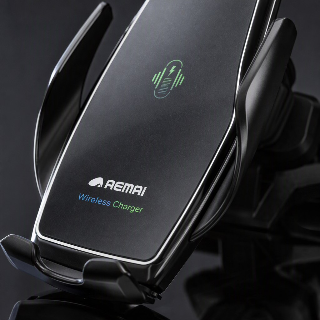 Black car wireless charger, fast charging, multi-functional car mobile phone charger, portable car supplies compatible with Android and Apple Specification image