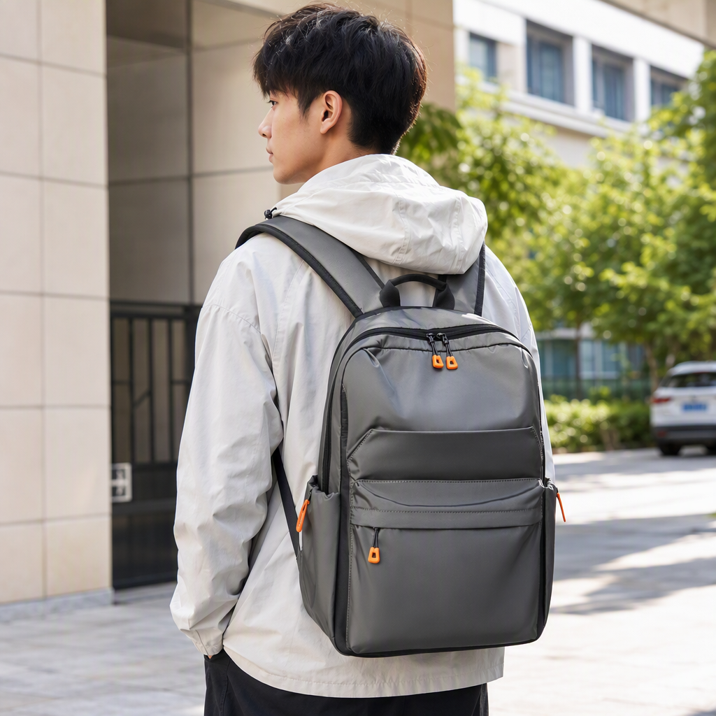 Moda versátil gris mochila mochila casual de gran capacidad mochila de estudiante unisex estilo de tendencia details Picture