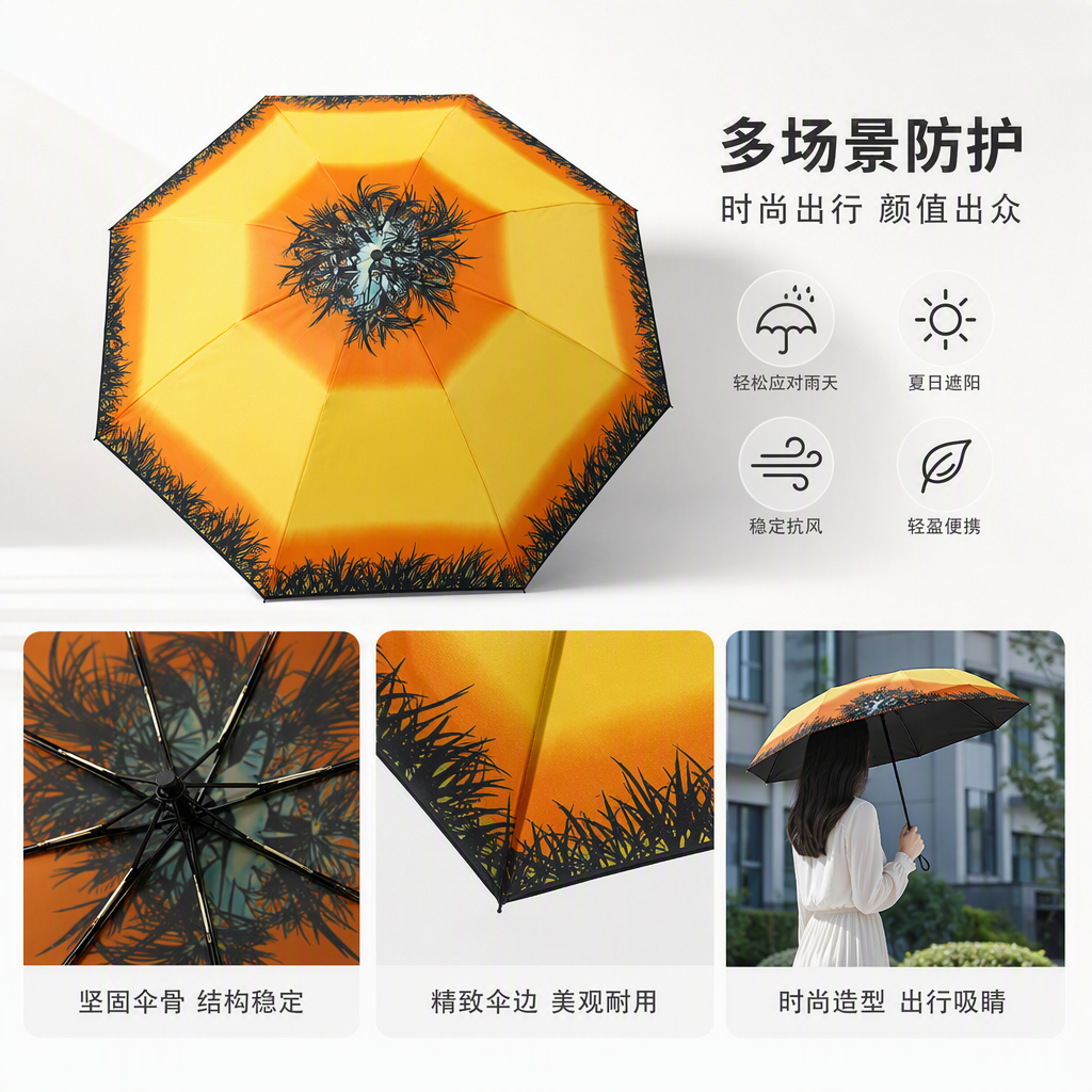 多功能防风遮阳雨伞便携防雨防晒耐用晴雨两用伞学生成人款