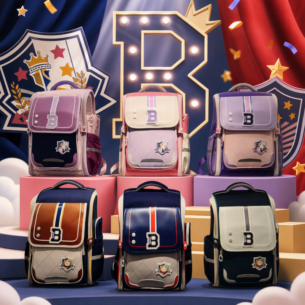 Colorful schoolbag display rack, student schoolbag display rack, retail store shelf storage rack, display rack Specification image