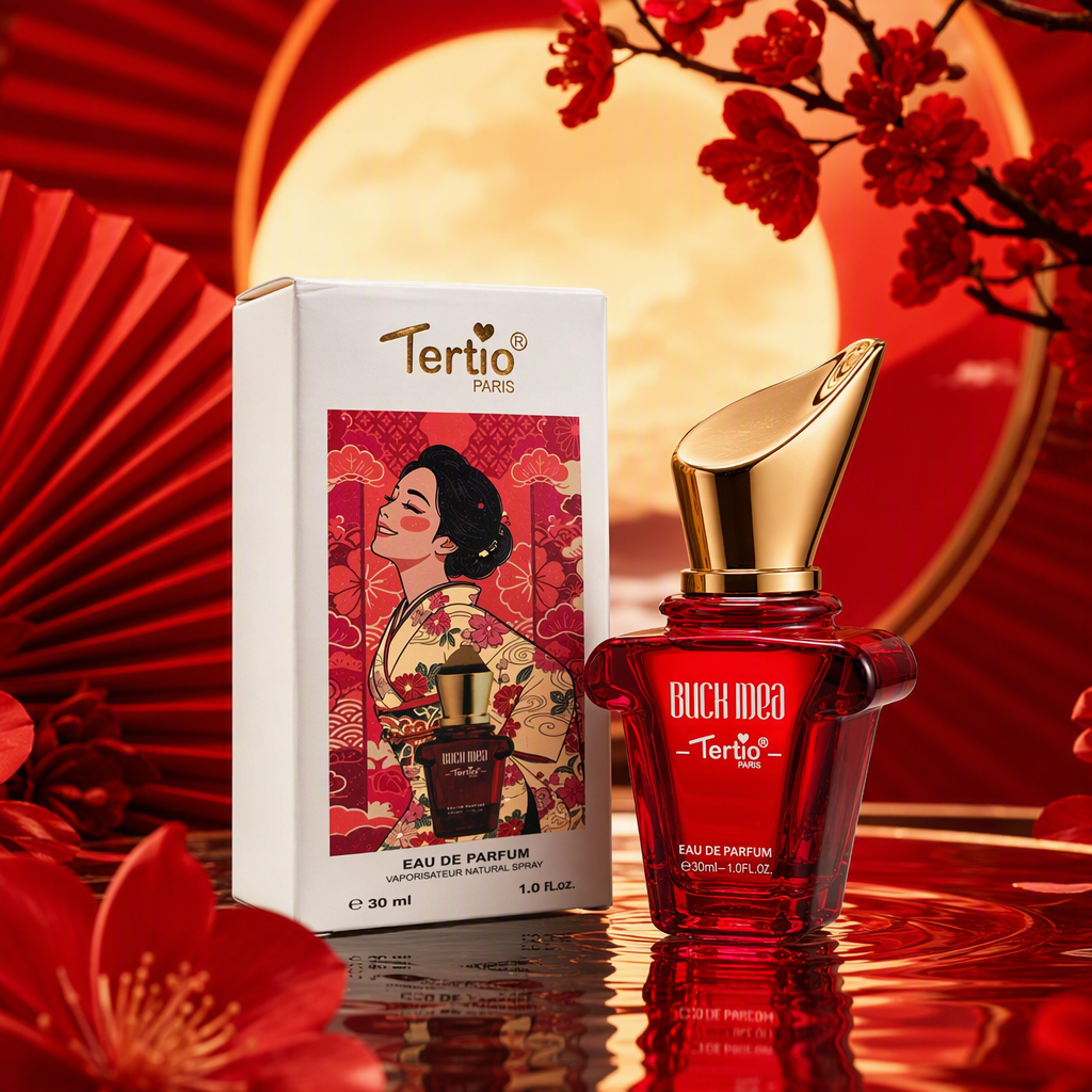 Fashionable red perfume bottle, golden nozzle, white packaging box, exquisite gift box set for women's fragrance and perfume Specification image