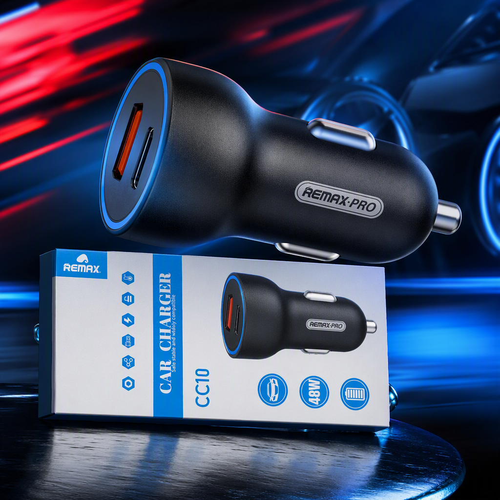 The multi-functional black car charger is suitable for fast charging of mobile phones, tablets and car cigarette lighters. It can be used for two purposes at once Specification image