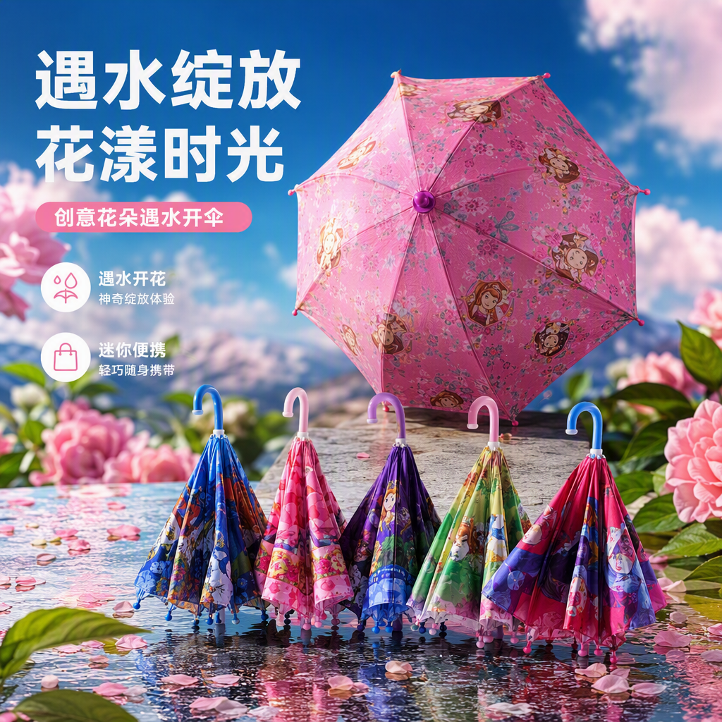 儿童伞具多彩防雨遮阳挡风便携轻巧宝宝雨伞儿童雨具用品