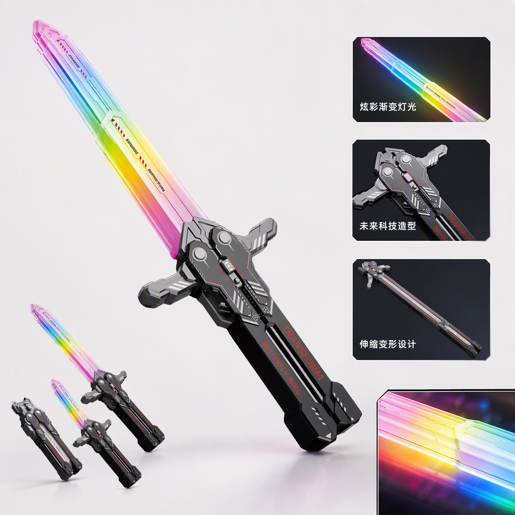 Colorful luminous butterfly sword children's toy, handheld flashing dance performance prop, luminous and colorful gift
