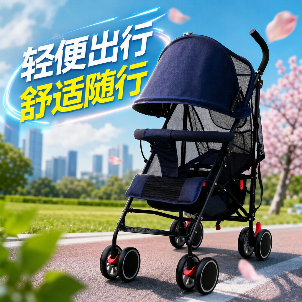 Multi-functional baby stroller, lightweight folding stroller, baby seat, infant stroller, adjustable safety seat