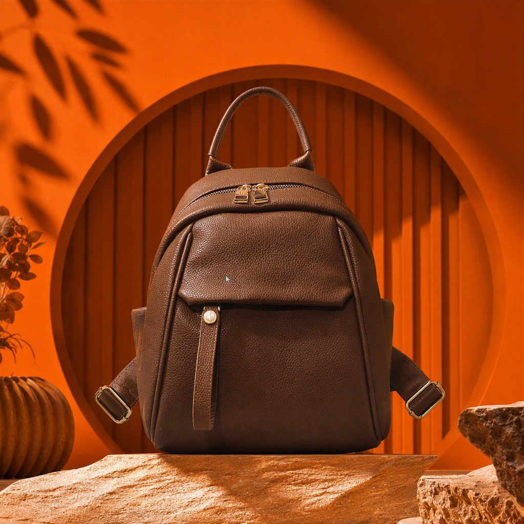Moda versátil marrón cortex mochila mochila casual de gran capacidad mochila de estudiante estilo de tendencia Specification image