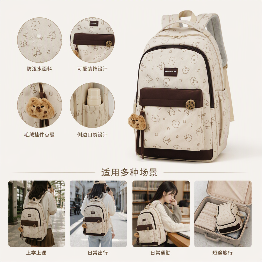 Off white cartoon patrón mochila moda casual mochila estudiante tendencia versátil gran capacidad ligero unisex